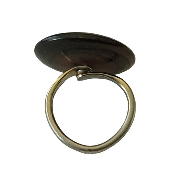 Vintage Round Wood Adjustable Ring Size 7, E939 - Picture 4 of 7